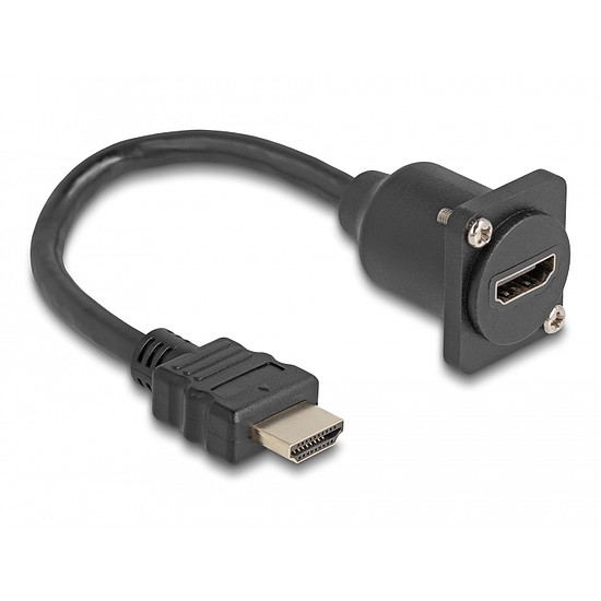 Delock D-típusú HDMI kábel apa anya fekete 20 cm