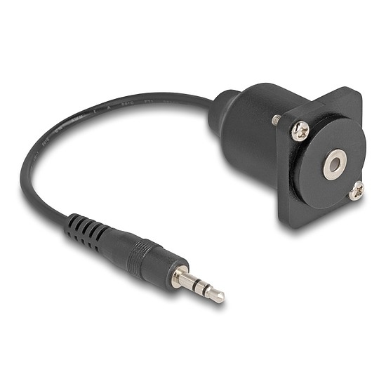 Delock D-típusú kábel 3,5 mm 3 tűs sztereo jack apa anya fekete 20 cm