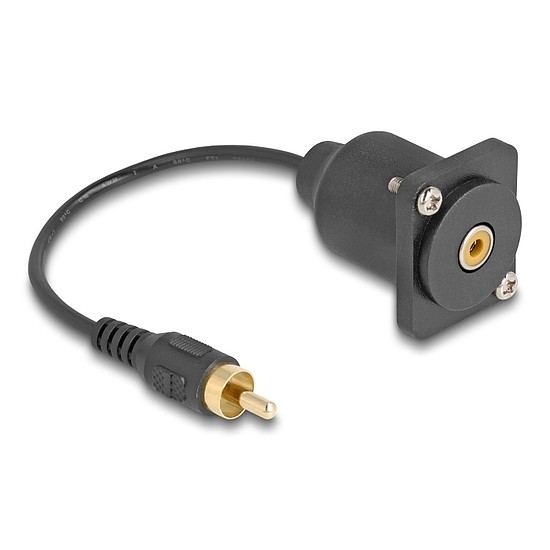 Delock D-típusú kábel RCA apa anya fekete 20 cm