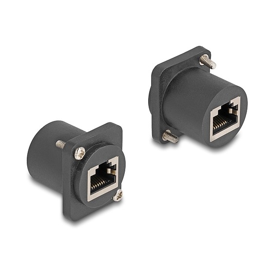 Delock D-típusú Modul RJ45 anya anya csavarokkal fekete