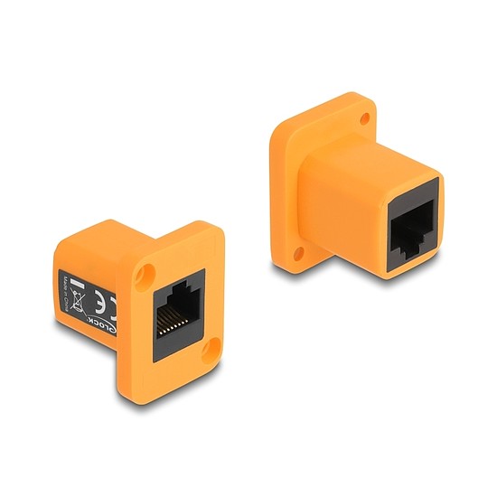 Delock D-típusú Modul RJ45 anya anya narancssárga