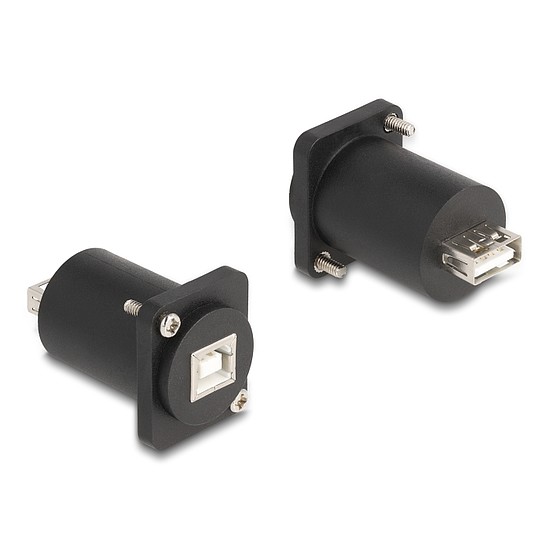 Delock D-típusú Modul USB 2.0 B-típusú hüvely - A-típusú hüvely csavarokkal fekete