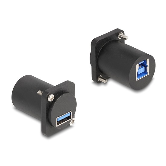 Delock D-típusú Modul USB 5 Gbps A-típusú hüvely - B-típusú hüvely csavarokkal fekete