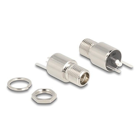 Delock DC csatlakozó anya 5,5 x 2,5 mm-es forrasztott foglalatfej verzióval - kerek 20 V / 9 A
