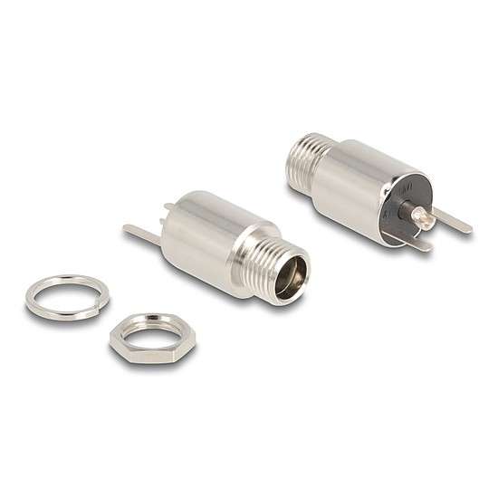 Delock DC csatlakozó anya 5,5 x 2,5 mm-es forrasztott foglalatfej verzióval - kerek 20 V / 10 A