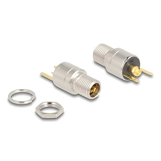 Delock DC csatlakozó anya 5,5 x 2,5 mm-es forrasztott foglalatfej verzióval - kerek 20 V / 15 A