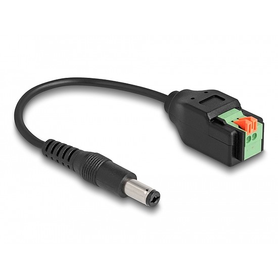 Delock DC kábel 2,1 x 5,5 mm apa - Terminal Block Adapter lenyomó gombbal 15 cm