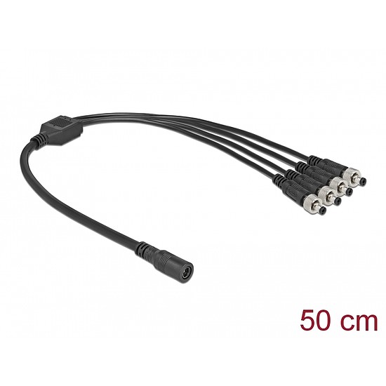 Delock DC megosztó kábel 5,5 x 2,1 mm 1 db. anya 4 db. apa csavarható (86588)