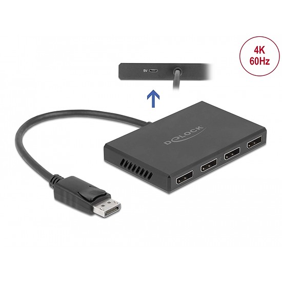 Delock DisplayPort 1.4-es elosztó 1 x DisplayPort-bemenet > 4 x DisplayPort-kimenet (87794)