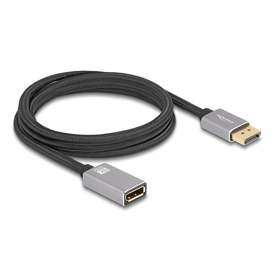 Delock DisplayPort bővítőkábel 8K 60 Hz 2 m szürke fém retesz nélküli