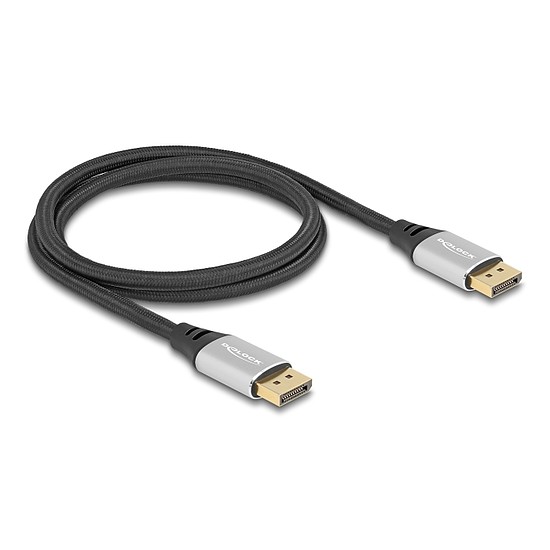 Delock DisplayPort kábel 16K 60 Hz 1 m ezüst fém