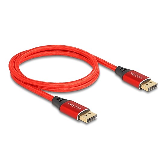 Delock DisplayPort kábel 16K 60 Hz 1 m piros fém