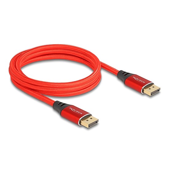 Delock DisplayPort kábel 16K 60 Hz 2 m piros fém