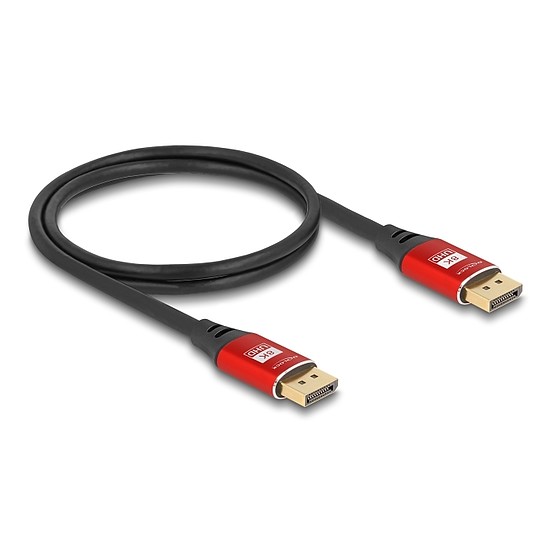 Delock DisplayPort kábel 8K 60 Hz 1 m piros fém
