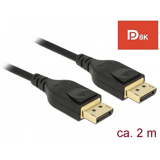 Delock DisplayPort kábel 8K 60 Hz 2 m DP 8K tanúsítvánnyal (85660)