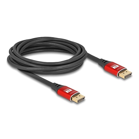 Delock DisplayPort kábel 8K 60 Hz 5 m piros fém