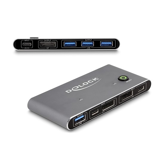 Delock DisplayPort KVM 8K 30 Hz kapcsoló USB 5 Gbps