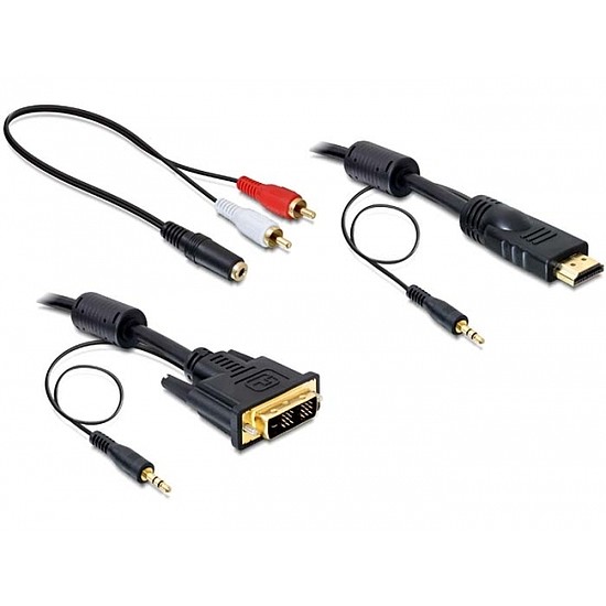 Delock DVI - HDMI kábel hanggal, apa - apa 5m (84457)
