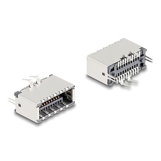Delock E-típusú USB kulcs A 20 tűs anya függőleges SMT forrasztási szereléshez