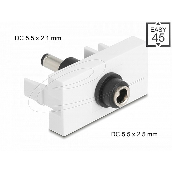 Delock Easy 45 modul DC 5,5 x 2,5 mm anya - DC 5,5 x 2,1 mm apa fehér