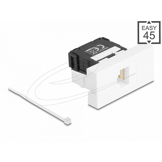 Delock Easy 45 modul RJ45 jack csatlakozó LSA Cat.6A 180 -os szerszámmentes fekete/fehér