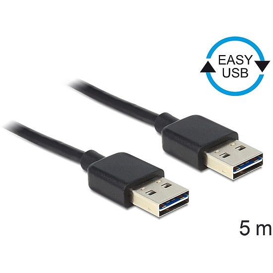 Delock EASY-USB 2.0-A apa > apa kábel, 5 m (83463)