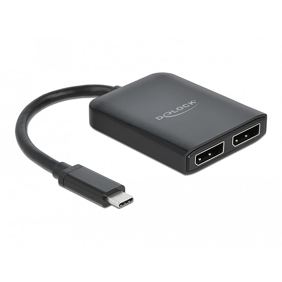 Delock Elosztó USB Type-C csatlakozóval (DP alternatív mód támogatás) 2 db. DisplayPort MST / VXP (87754)