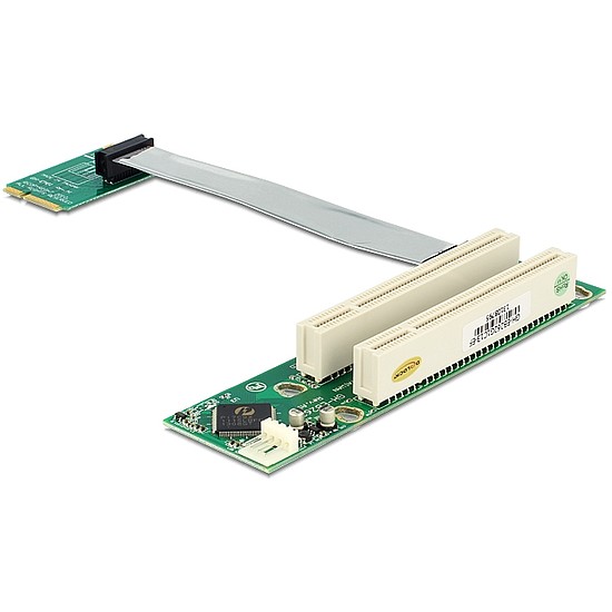 Delock emelőkártya Mini PCI Express > 2 x PCI 32 Bit 5 V flexibilis kábellel, 13 cm, balos (41355)