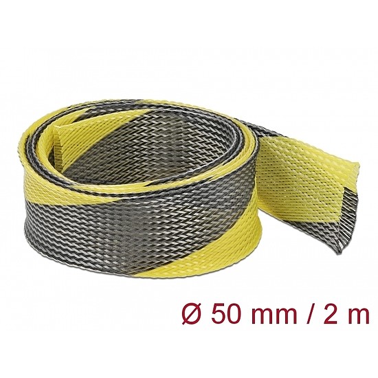 Delock Fonott kábelharisnya nyújtható 2 m x 50 mm fekete-sárga (20757)