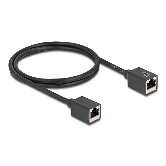 Delock Hálózat bővítő kábel RJ45 anya - RJ45 anya Cat.6A S/FTP 1 m fekete