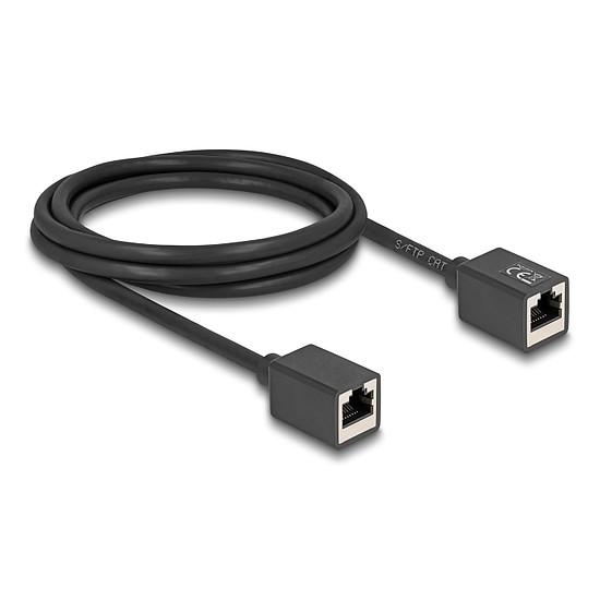 Delock Hálózat bővítő kábel RJ45 anya - RJ45 anya Cat.6A S/FTP 2 m fekete
