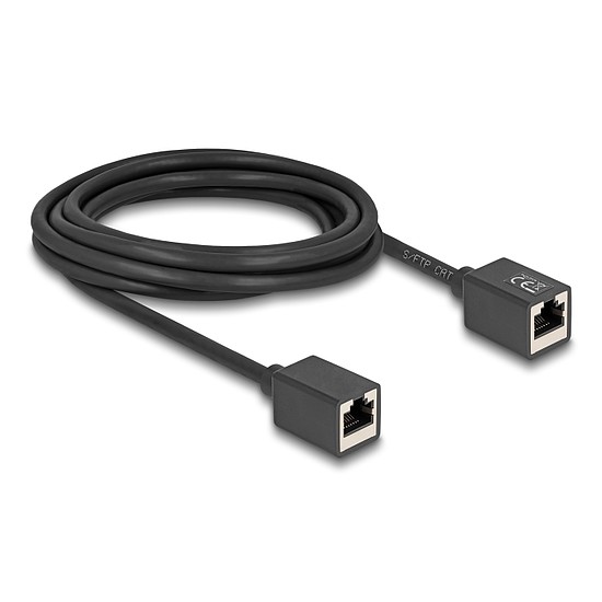 Delock Hálózat bővítő kábel RJ45 anya - RJ45 anya Cat.6A S/FTP 3 m fekete
