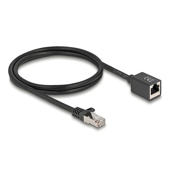 Delock Hálózat bővítő kábel RJ45 apa - RJ45 anya Cat.6A S/FTP 1 m fekete