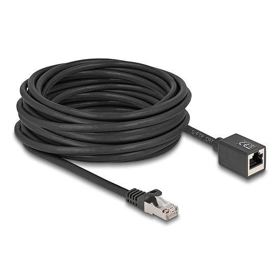Delock Hálózat bővítő kábel RJ45 apa - RJ45 anya Cat.6A S/FTP 10 m fekete