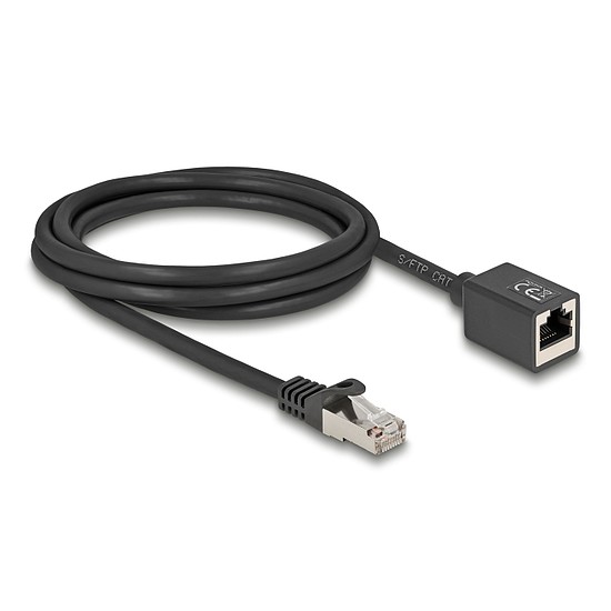Delock Hálózat bővítő kábel RJ45 apa - RJ45 anya Cat.6A S/FTP 2 m fekete