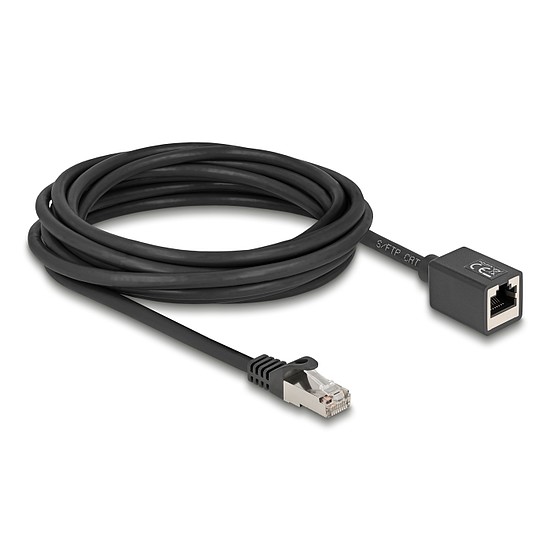 Delock Hálózat bővítő kábel RJ45 apa - RJ45 anya Cat.6A S/FTP 5 m fekete