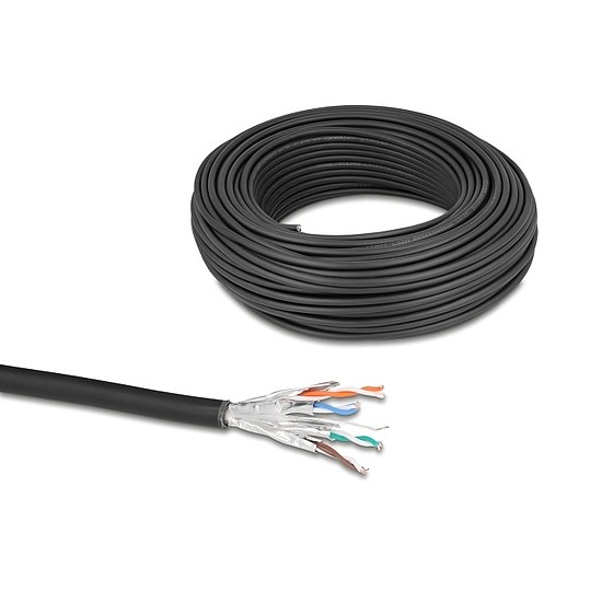 Delock hálózati kábeltekercs Cat.6A U/FTP 500 MHz Vékony, rugalmas halogénmentes 50 m fekete