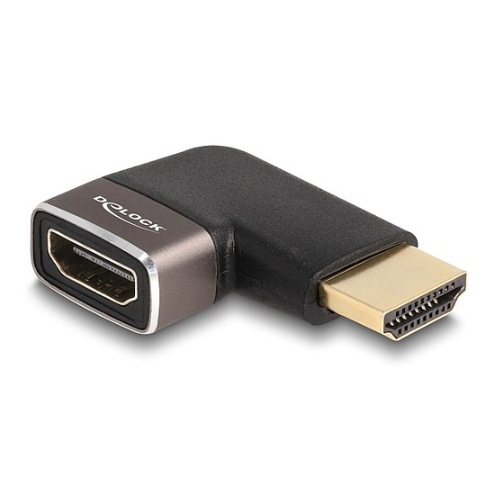 Delock HDMI adapter apa - anya 90 balra hajlítva 8K 60 Hz szürke fém