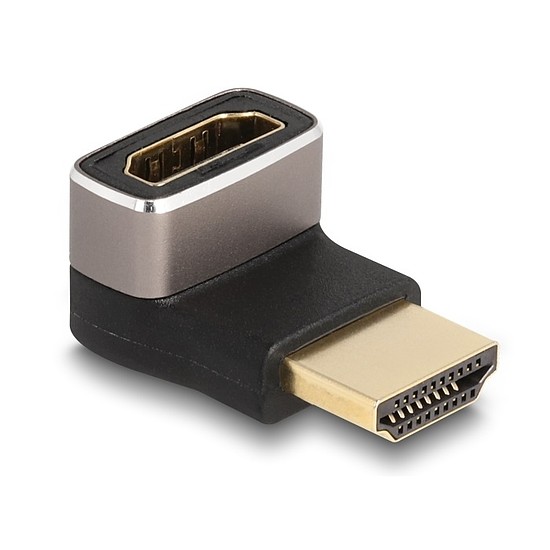 Delock HDMI adapter apa - anya 90 lefelé néző csatlakozódugóval 8K 60 Hz szürke fém