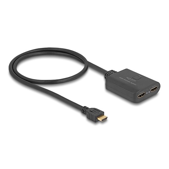 Delock HDMI elosztó 1 x HDMI megoszlik 2 x HDMI-vé, 4K 60 Hz kimenettel és downscalerrel