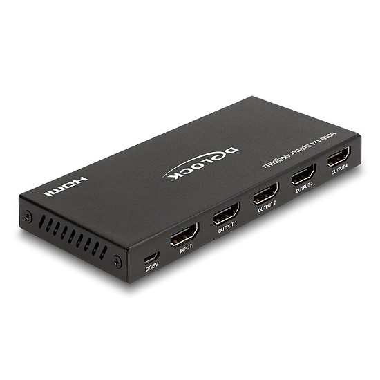 Delock HDMI elosztó 1 x HDMI megoszlik 4 x HDMI-vé, 4K 60 Hz kimenettel és downscalerrel