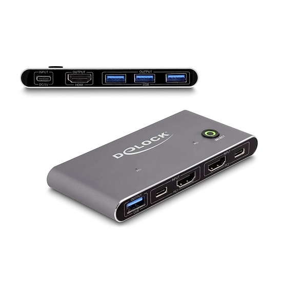 Delock HDMI KVM 8K 60 Hz kapcsoló USB 5 Gbps