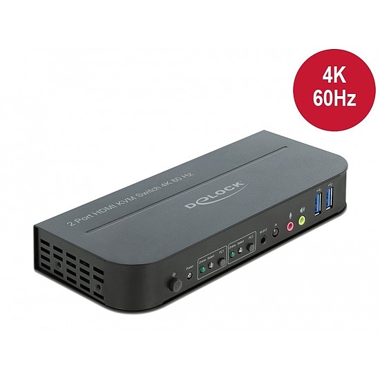 Delock HDMI KVM switch 4K 60 Hz USB 3.0-vel és audióval (11481)