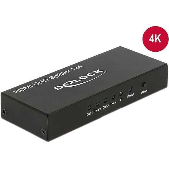 Delock HDMI UHD-es elosztó 1 x HDMI-bemenet > 4 x HDMI-kimenet 4K (18684)