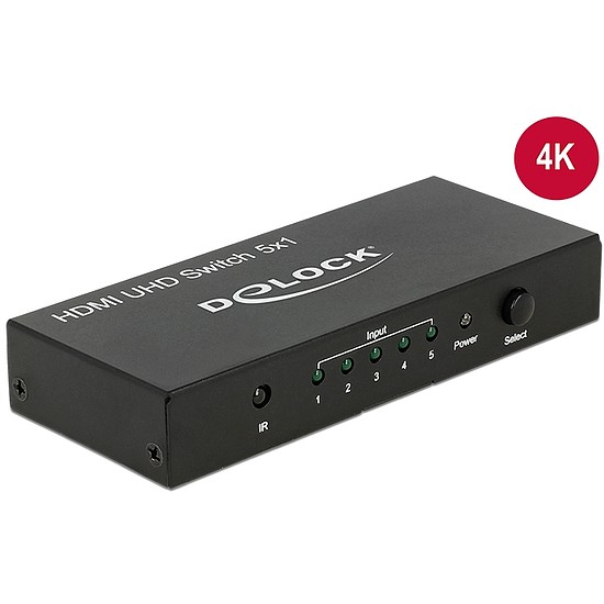 Delock HDMI UHD-kapcsoló, 5 x HDMI-bemenet > 1 x HDMI-kimenet, 4K (18685)