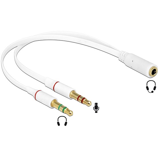 Delock Headset adapter 1x 3.5 mm 4tűs Stereo jack anya > 2x 3.5 mm 3tűs Stereo jack apa (iPhone) (65585)