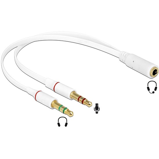 Delock Headset adapter 1x 3.5 mm 4tűs Stereo jack anya > 2x 3.5 mm 3tűs Stereo jack apa (iPhone) (65585)