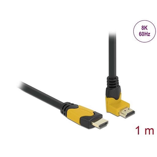 Delock High Speed HDMI kábel egyenes csatlakozódugóval - csatlakozódugóval 90 ívelt felfelé 48 Gbps (86988)