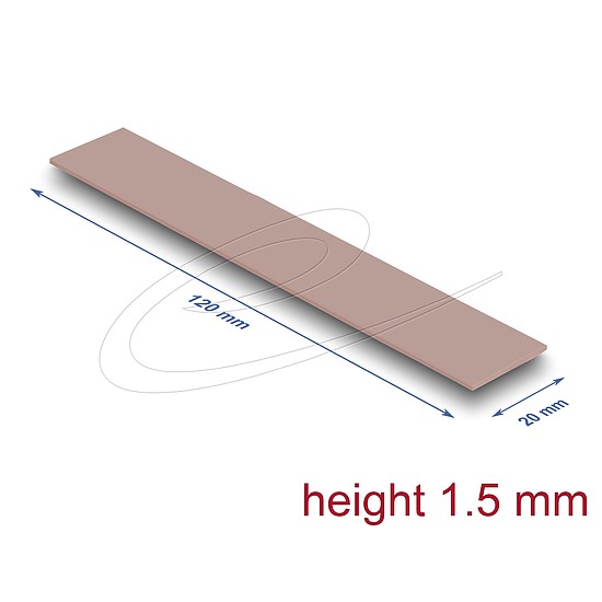 Delock Hővezető párna 120 x 20 x 1,5 mm M.2 modulokhoz 3,0 W/mK nem szilikon anyagú