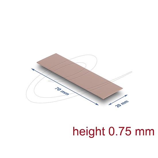 Delock Hővezető párna 70 x 20 x 0,75 mm M.2 modulokhoz 3,0 W/mK nem szilikon anyagú